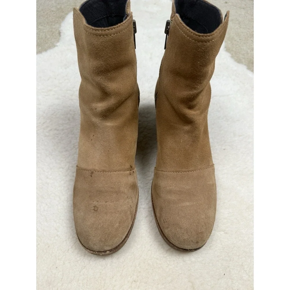 Sorel Cate‎ Ankle Boots Booties Block Heels Brown Suede Zip Women's 8.5 Western